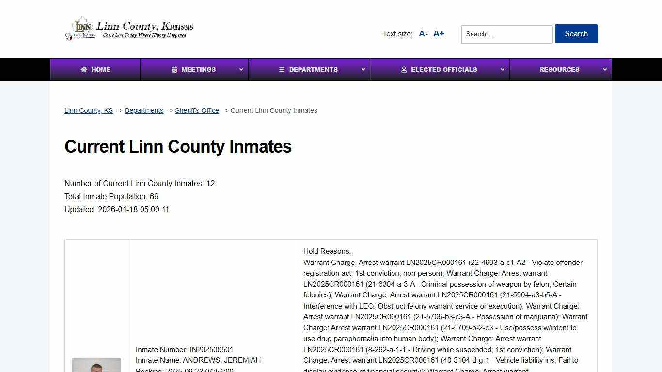 Current Linn County Inmates - Linn County, KS