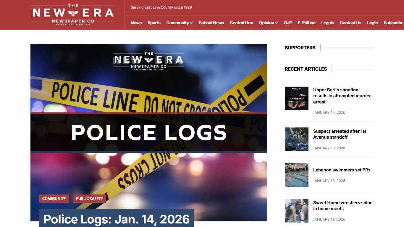 Police Logs: Jan. 14, 2026 - The New Era